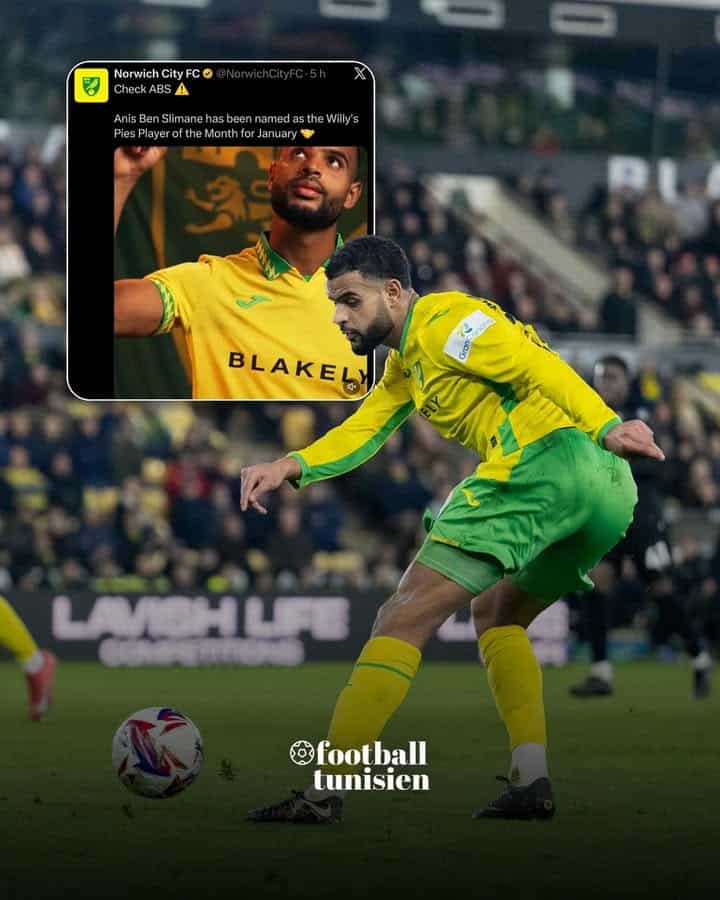 Anis Ben Slimane élu joueur du mois à Norwich City