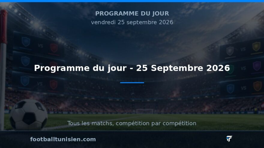 Programme du jour - 25 Septembre 2026 : Journée décisive des éliminatoires de la CAN