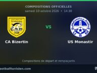 CA Bizertin – US Monastir : les compositions officielles