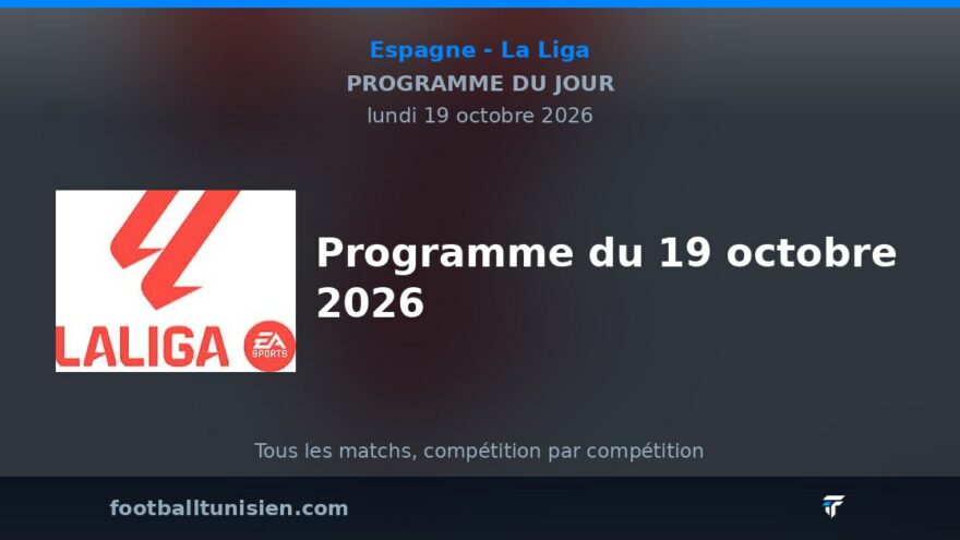 La Liga : Programme du 19 octobre 2026