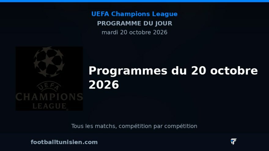 UEFA Champions League : Programmes du 20 octobre 2026