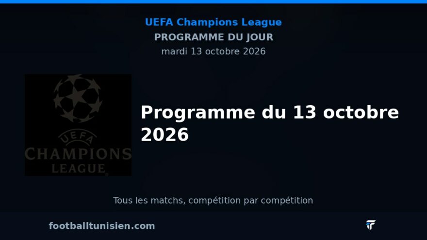 UEFA Champions League : Programme du 13 octobre 2026