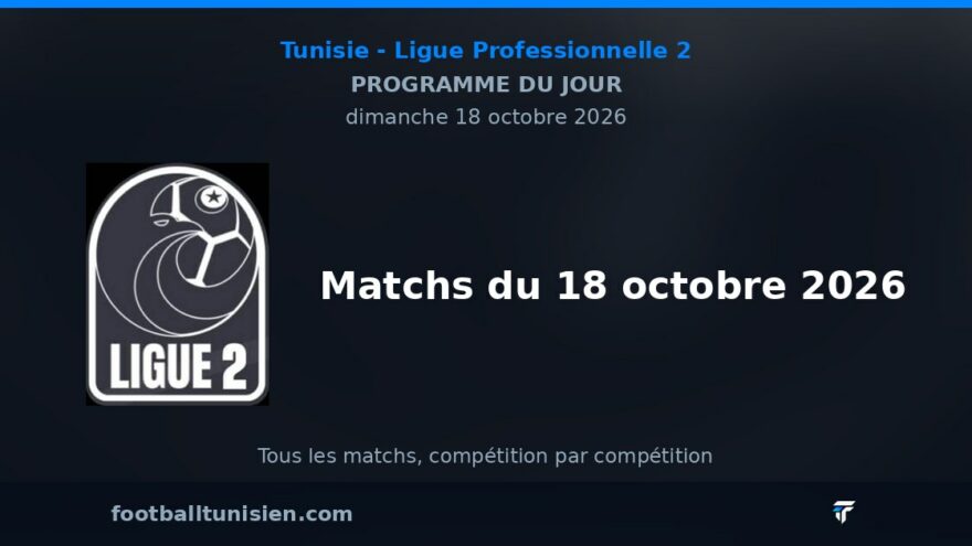 Ligue Professionnelle 2 : Matchs du 18 octobre 2026