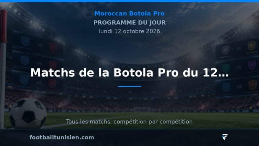 Matchs de la Botola Pro du 12 octobre 2026
