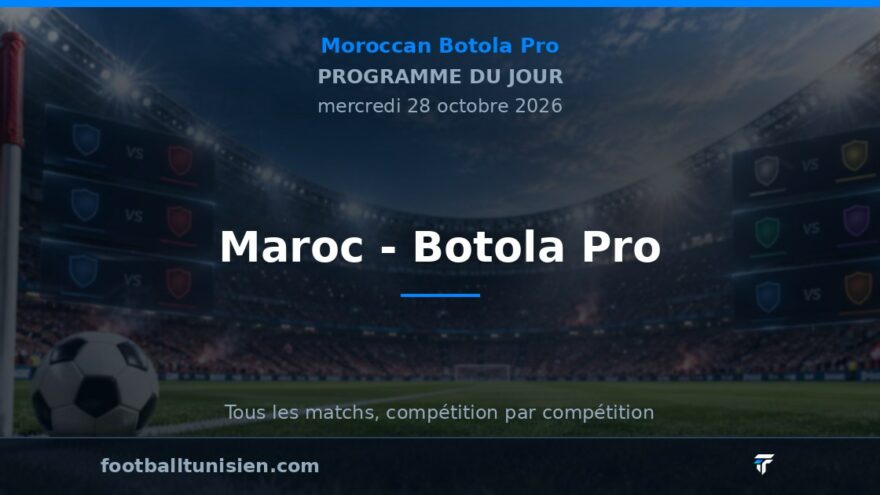Maroc - Botola Pro : Programme du 28 octobre 2026