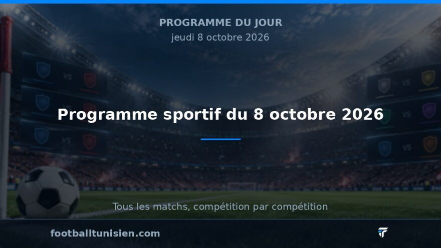 Programme sportif du 8 octobre 2026 : Plusieurs affiches en Algérie et au Maroc