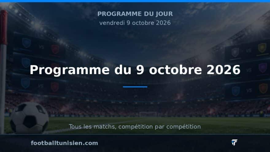 Programme du 9 octobre 2026 : Une journée riche en matchs en Europe et en Afrique
