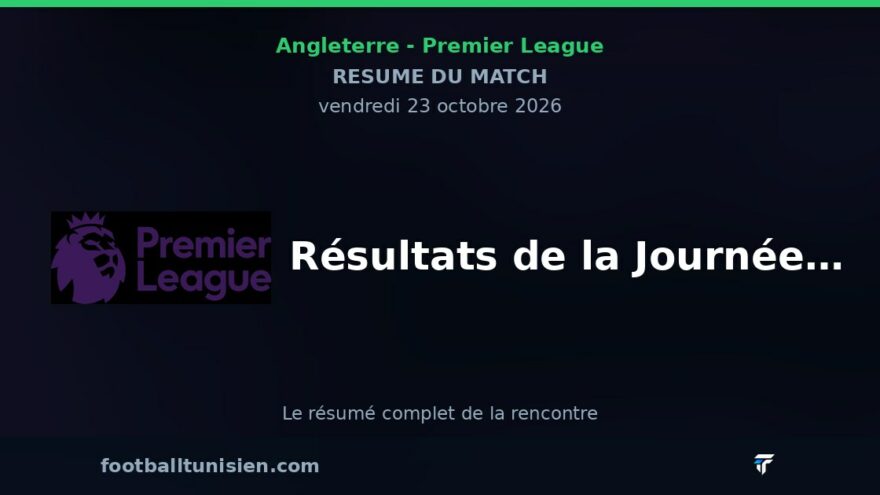 Résultats de la Journée 8 de la Premier League