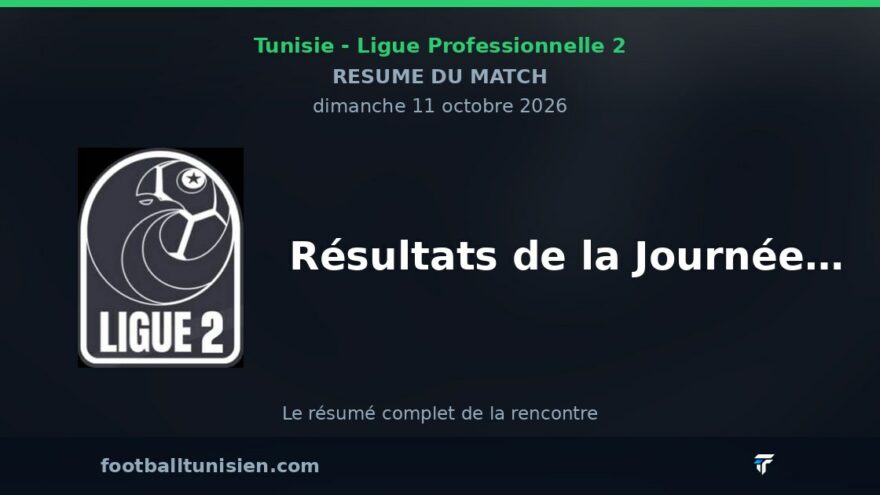 Résultats de la Journée 3 de la Ligue Professionnelle 2 en Tunisie