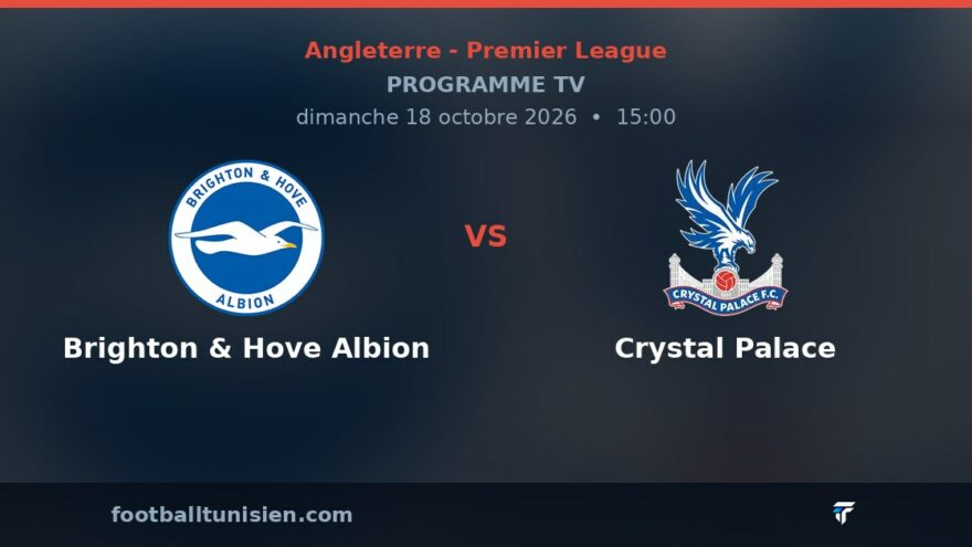 Brighton & Hove Albion - Crystal Palace : sur quelle chaîne voir le match ?